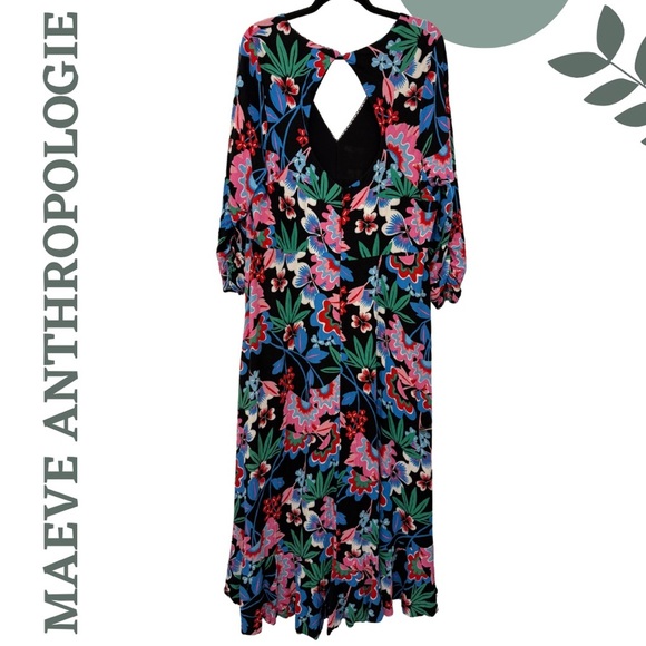 Anthropologie Maeve Ruched Floral Maxi Dress 20W/2X - Picture 5 of 14